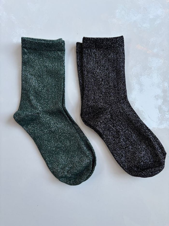 Lot de 2 paires de chaussettes pailletées fille femme