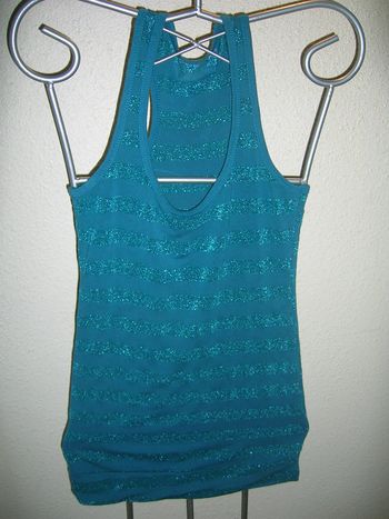 Débardeur extensible long vert rayures brillantes "MIM" T.1