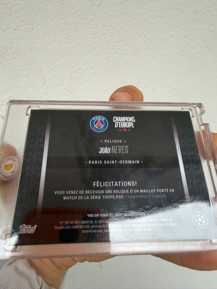 Topps PSG Joâo Neves auto Patch Maillot Relic 10/10 champions d’Europe - photo numéro 5
