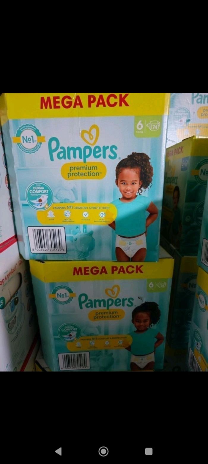 Pampers premium taille 6 2 cartons