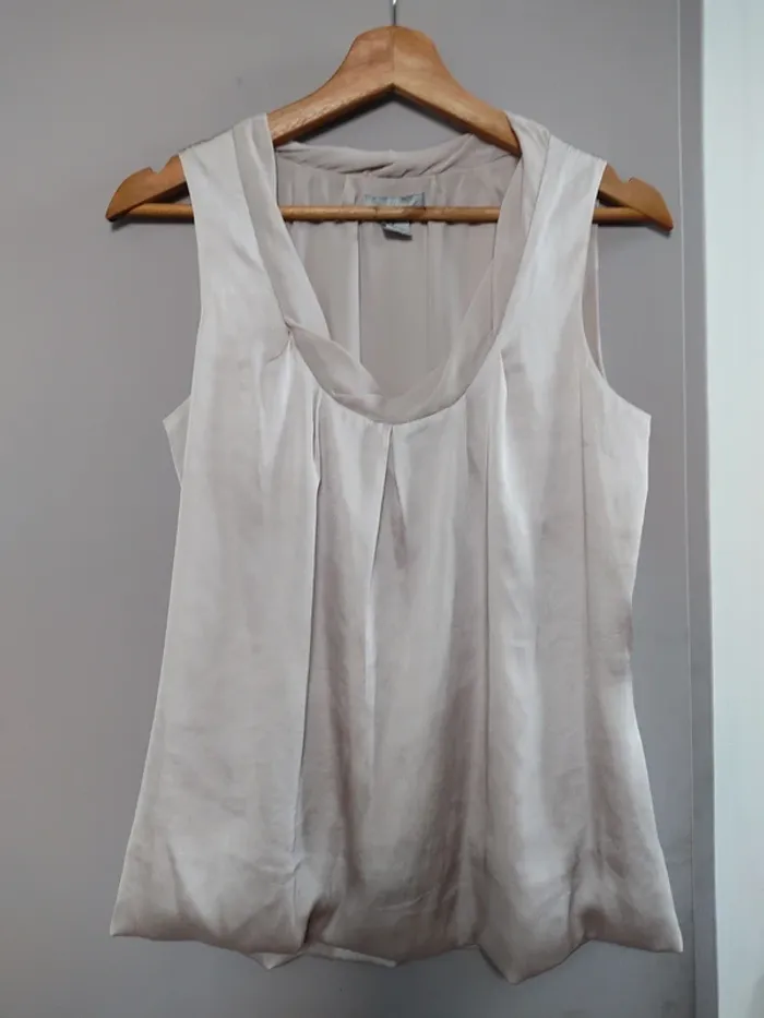 Haut sans manches femme effet soie crème H&M 36 S TBE - photo numéro 2