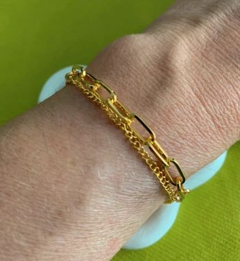 Bracelet maillons et chaîne en acier inoxydable doré