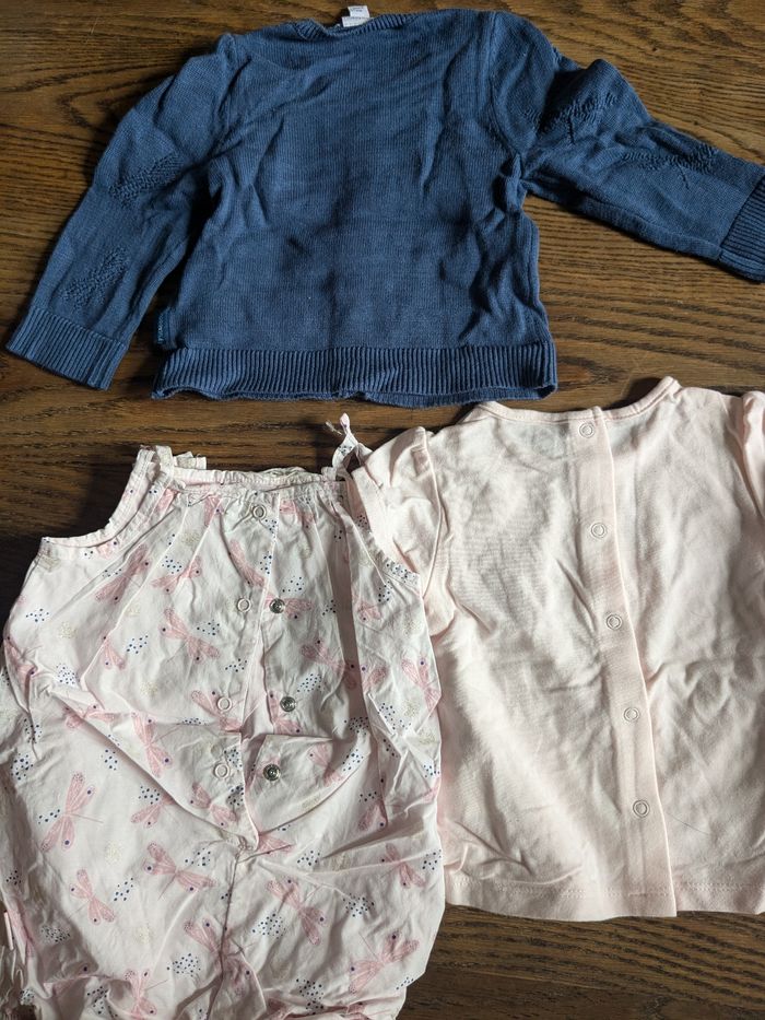 Ensemble P'tit bisou bandana/t-shirt/combi/gilet. 6mois/67cm. - photo numéro 3