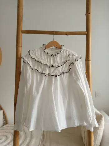 Blouse blanche plumetis Zara 9 ans