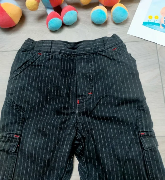 Pantalon noir rayé habillé bébé garçon 9 mois Sergent Major - photo numéro 2