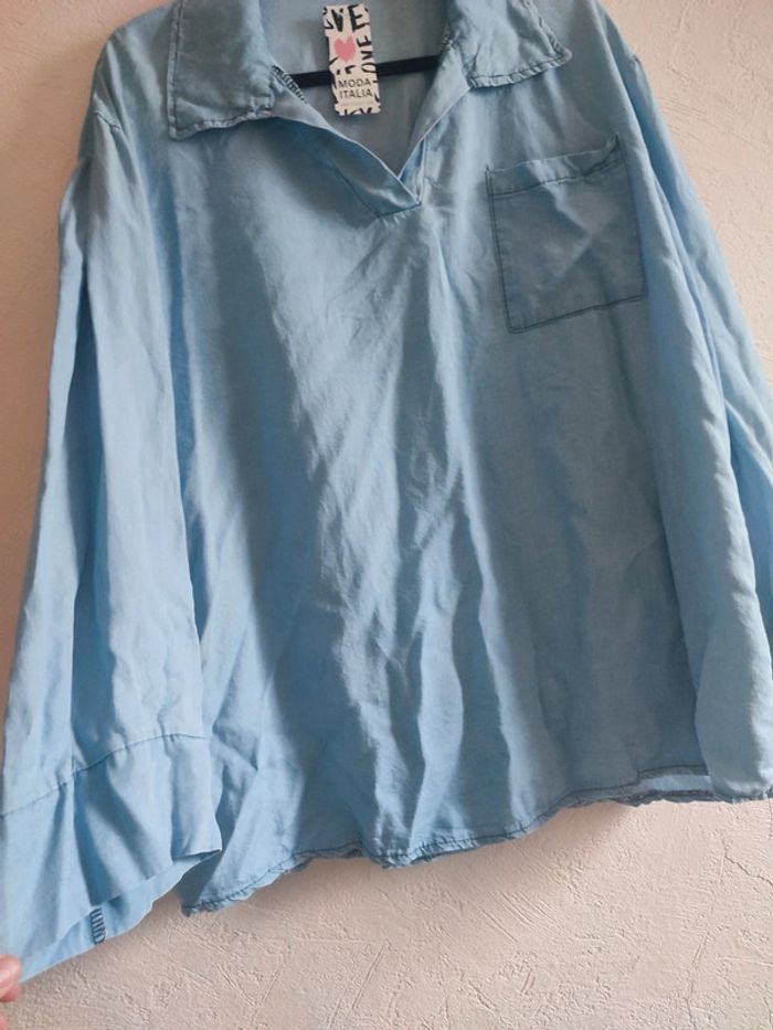 Chemise jeans légère bleu ciel – taille Unique - photo numéro 5