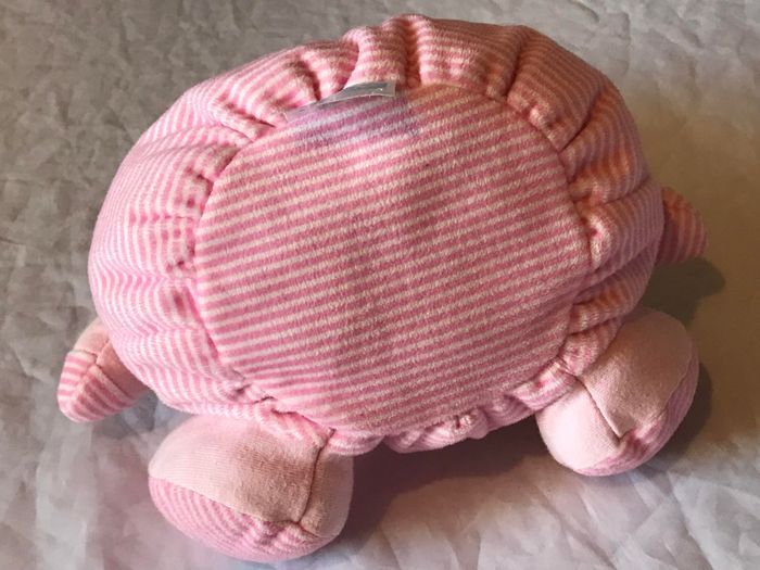 Petit Lapin Rose Doudou Lignes Horizontales Roses Blanches Peluche Petits Enfants Bébés - photo numéro 8