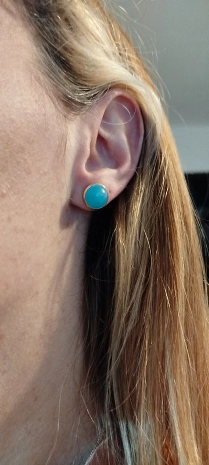 Clous 18 carats en  véritable Aigue-marine - photo numéro 2