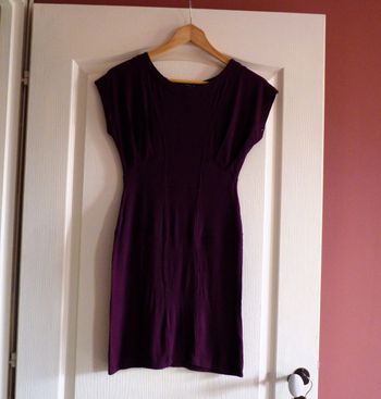 Robe fourreau femme S 36 violet best mountain manches courtes TBE