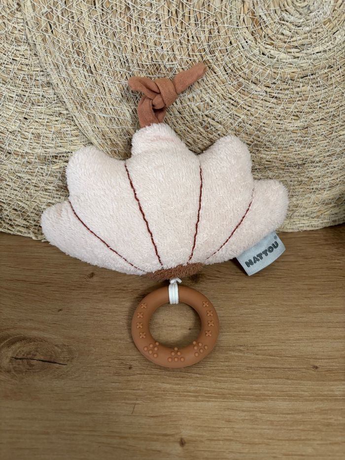 Doudou coquillage fleur musical marron rose nattou - photo numéro 3
