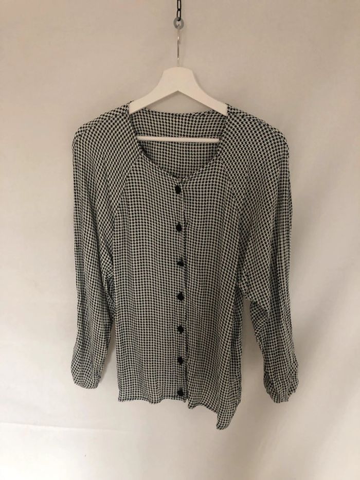 Blouse vintage motif pied-de-poule 42 44 excellent état - photo numéro 8