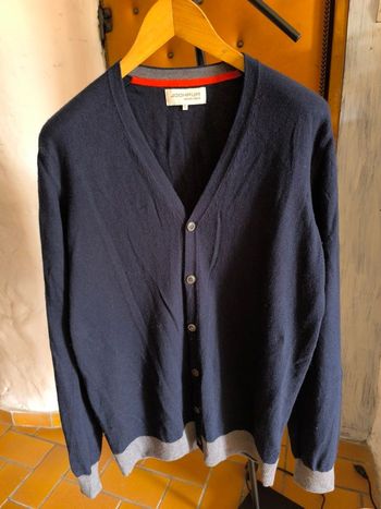 Gilet bleu marine coton et laine mérinos 