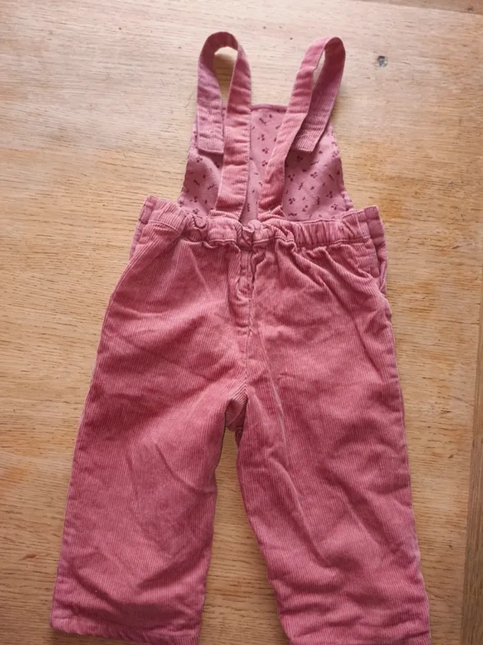 Salopette bout'chou 9 mois fille vieux rose velours excellent état - photo numéro 6