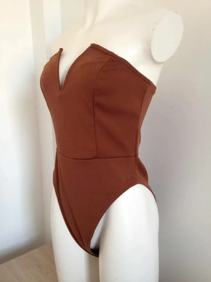 Bodie bustier col V classique marron 38 Shein - photo numéro 3