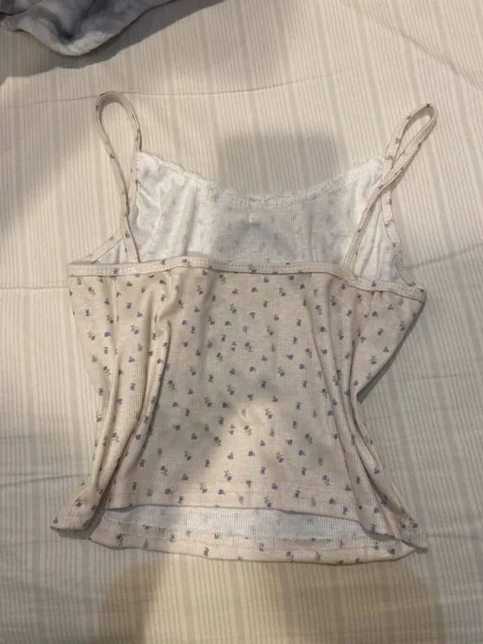 Lace floral white crème tank top - photo numéro 2