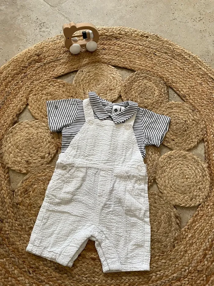 Ensemble salopette short + t-shirt manches courtes 6 mois