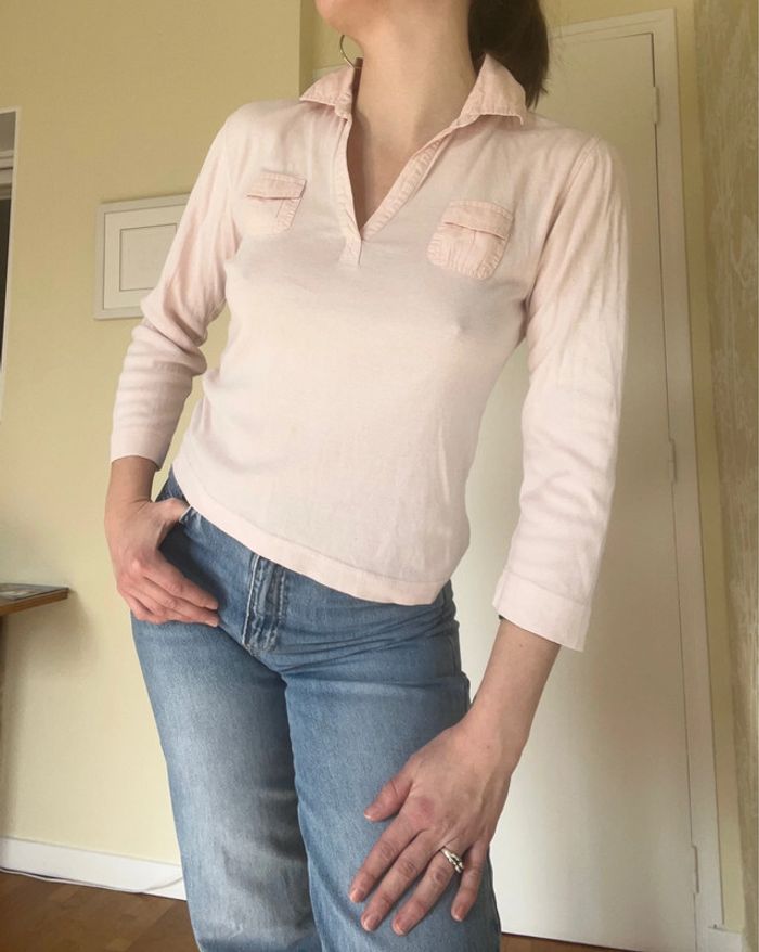 Tee shirt polo manches longues rose Ralph Lauren - photo numéro 3
