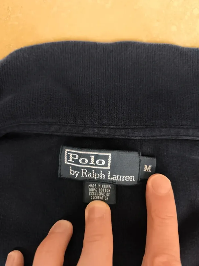 Veste pull zippée Ralph Lauren homme M marine logo rouge excellent état - photo numéro 11