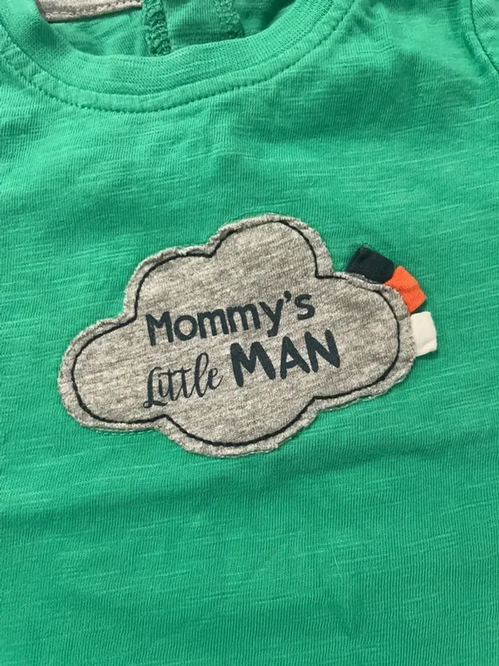 👕 T-shirt manches longues - 3 mois - vert avec motif - photo numéro 2