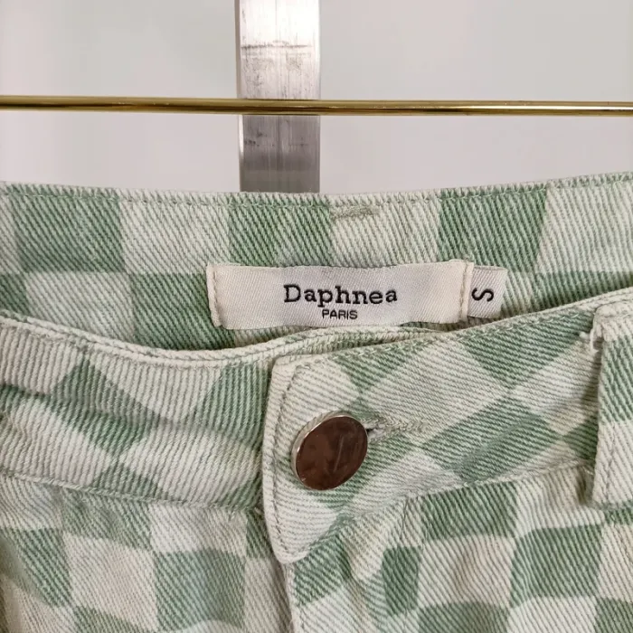 Jean taille haute vert à carreaux – Daphnea Paris – Taille S A780 - photo numéro 4
