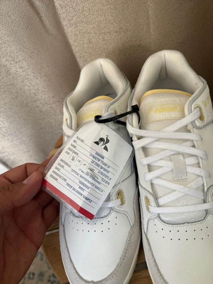 Baskets Le Coq Sportif blanches & jaune pastel – Taille 38 neuves - photo numéro 7