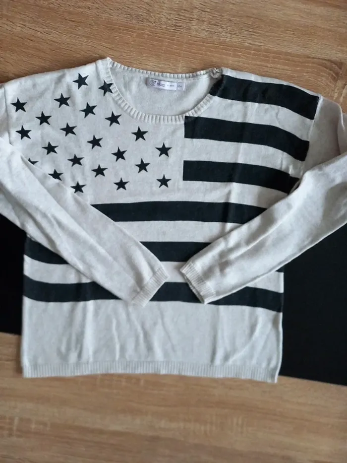Pull fille beige et noir 12 ans - photo numéro 2