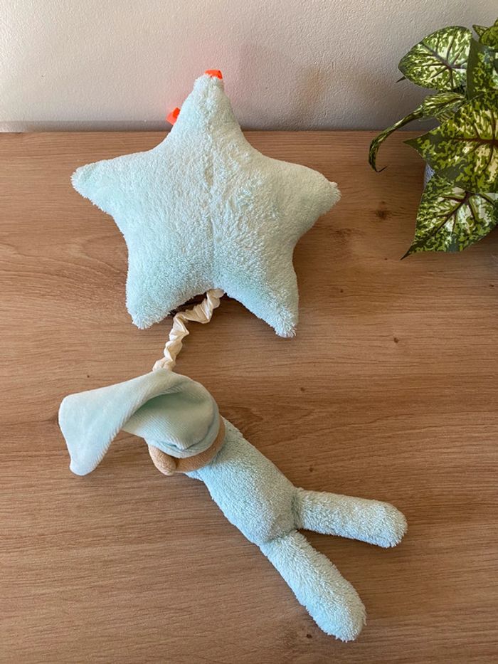 Doudou étoile avec son ours bleu liens orange musical kaloo - photo numéro 4