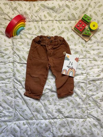 jean marron loose taille réglable 24 mois kiabi