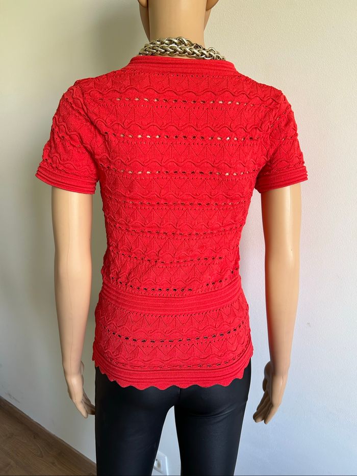 Haut rouge orangé à manches courtes Morgan taille S comme neuf - photo numéro 5