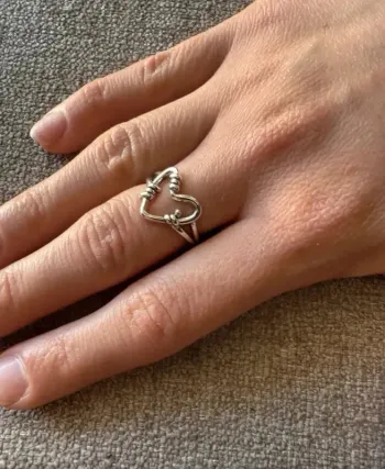 Bague argent 925, coeur couleur argentée, réglable Pour des doigts allant du 52 au 56