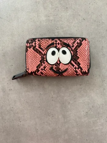 Porte monnaie python rose Mango