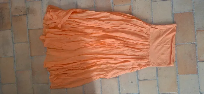 🍑 Jupe longue fluide orange vitaminé – Taille unique – Look bohème chic - photo numéro 2