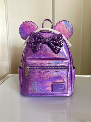 Sac Loungefly backpack Minnie Mouse purple glitter (violet / mauve à paillettes) Disney