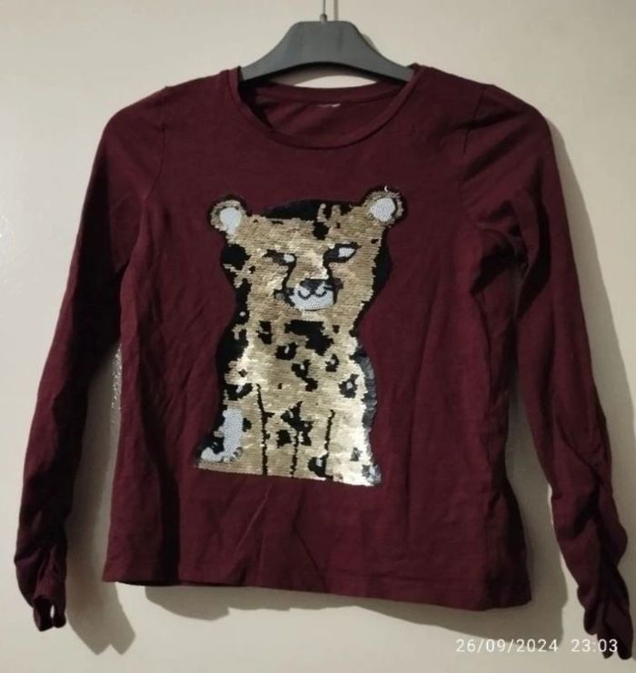 T shirt a sequins réversible