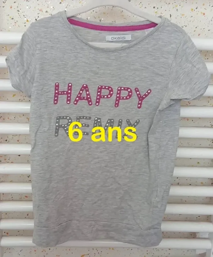Tee shirt manche courte gris violet Okaïdi Taille 6 ans
