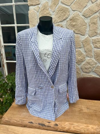 Veste blazer tailleur pimkie oversize taille M 38 Lila et blanc à carreaux Vichy