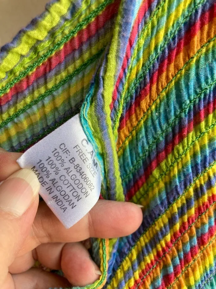 Superbe combo pantalon saroual ligné made in India tour en coton - photo numéro 8