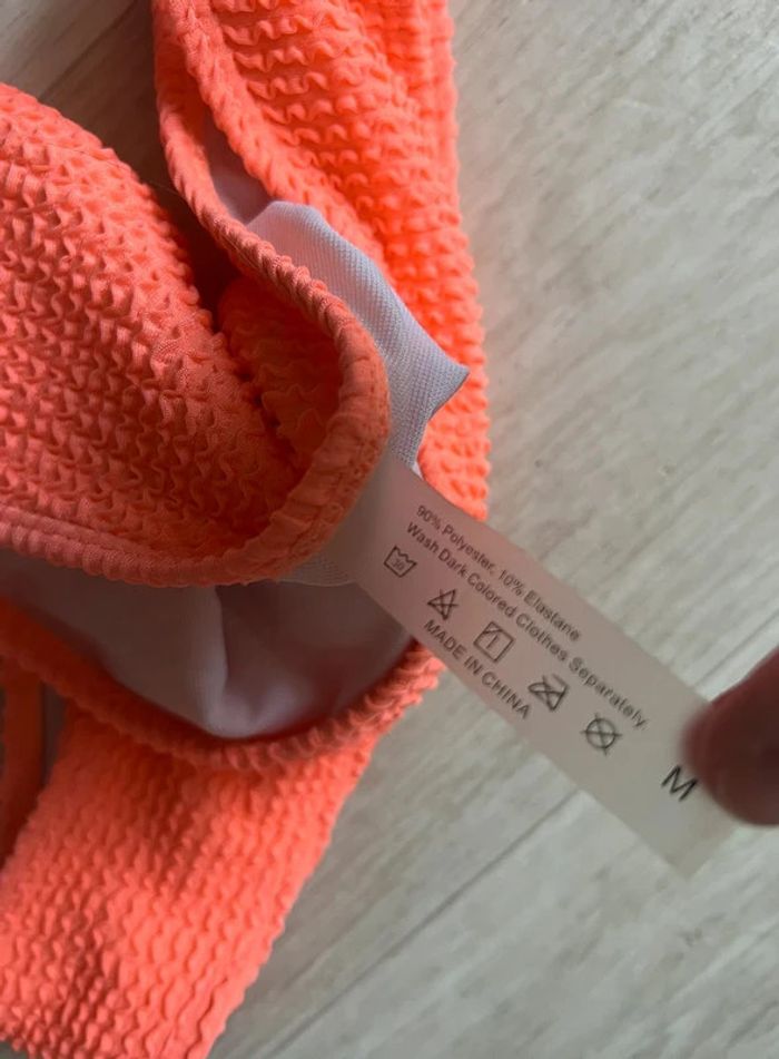 Maillot de bain texturé 2 pièces rose saumon Shein taille M - photo numéro 6