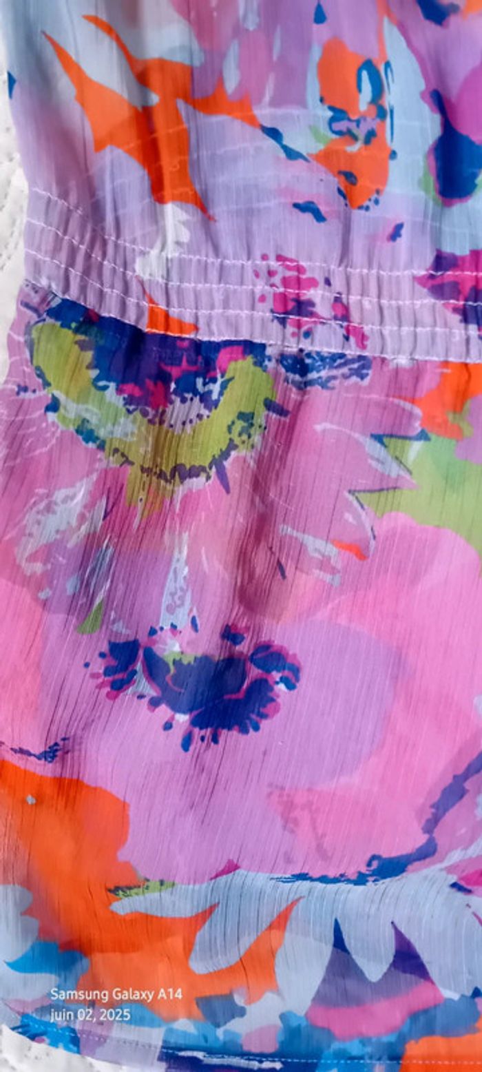 Robe tunique longue en voile motif floral coloré femme 44/46 yessica - photo numéro 17