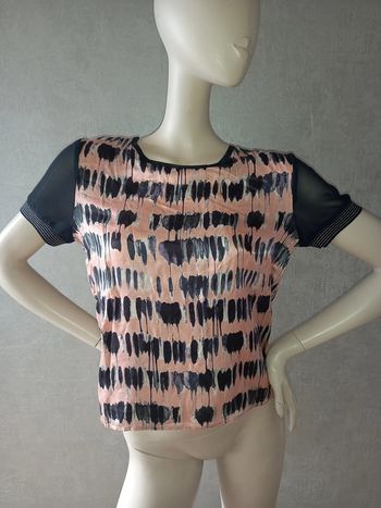 tee shirt rose et bleu marine satiné one step taille 40