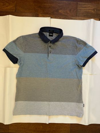 Polo manches courtes hugo boss gris et bleu taille  S