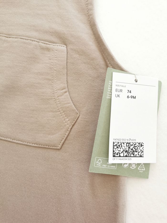 Salopette courte beige en molleton H&M 6/9 Mois - photo numéro 2