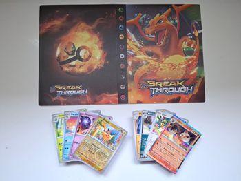 Lot de 200 cartes pokemon différentes sans doubles avec brillantes + album dracaufeu 