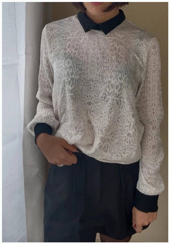 Chemisier IKKS blanc et noir taille S très bon état - photo numéro 4