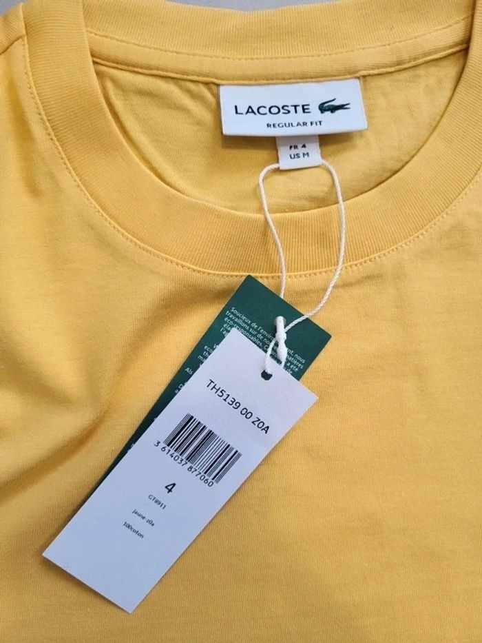 T-Shirt lacoste jaune Manche Courte Oversized Crocodile Print - photo numéro 4