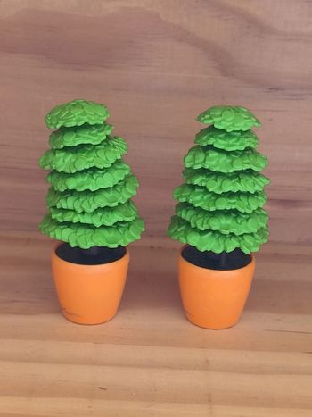 Playmobil 2 pots oranges avec arbuste plante