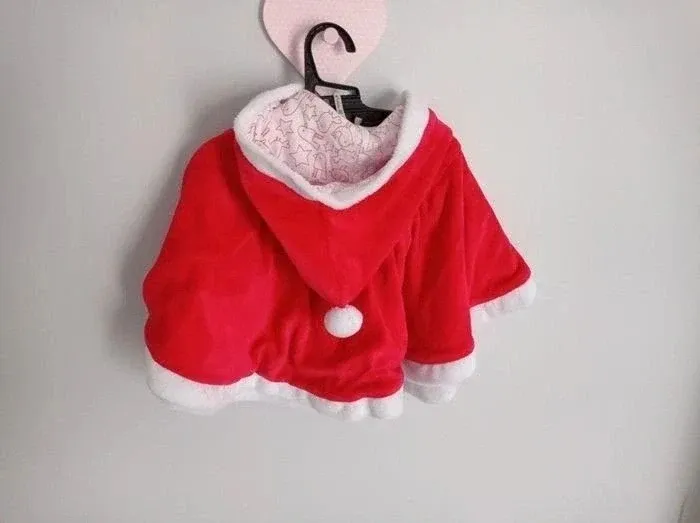 Cape de Noël bebe en velours et sherpa rouge et blanche Orchestra 12 mois - photo numéro 3