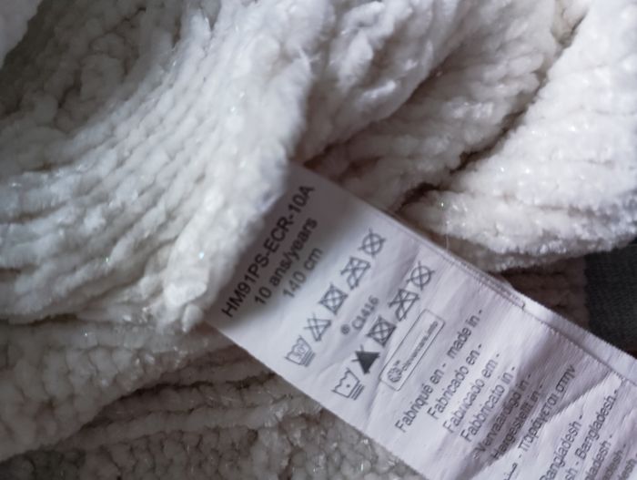 Pull épais en laine orchestra 10 ans couleur blanc à paillettes - photo numéro 2