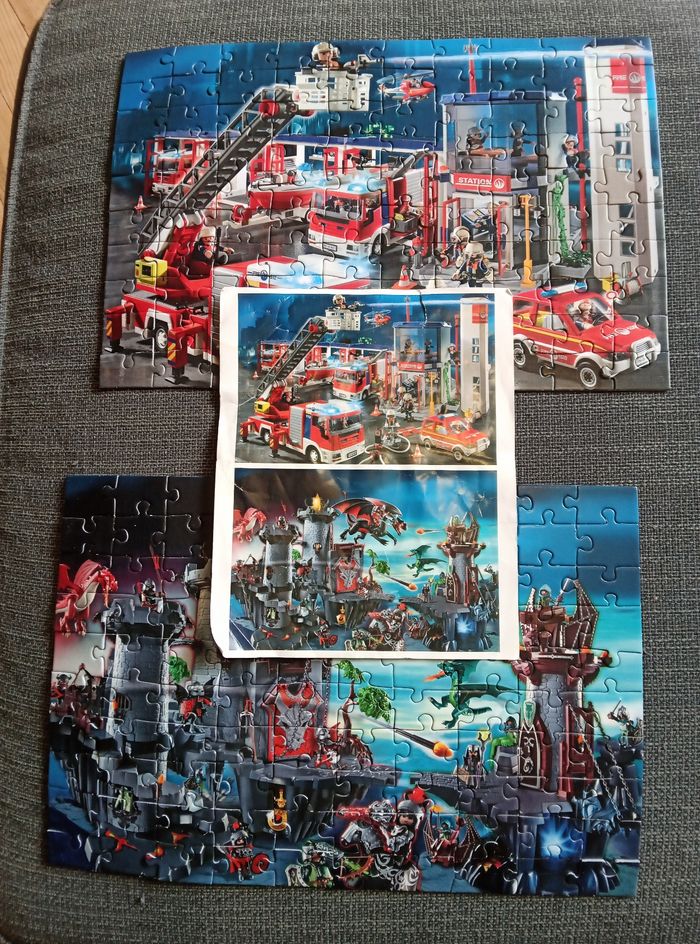 Puzzle Playmobil x4, chantier, chevalier, safari, pompier - photo numéro 5