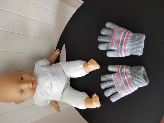 Gants chauds fille 6 ans – Doublés polaire – Rayés – Bon état